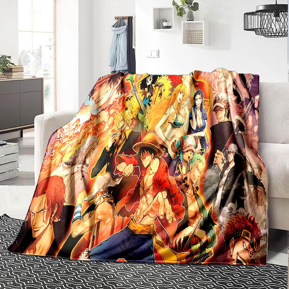 1pc One Piece Adventure flannel Blanket for Super Soft Cute Comfort Blanket for Travel Bedding Couch Sofa Blanket Y8254