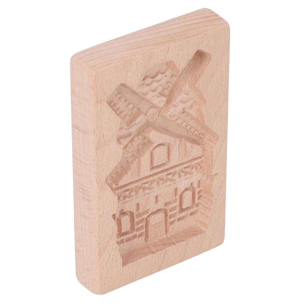 Wooden Cookie Mould Beechwood Reusable Washable Biscuit Press Stamp Mold for Kitchen Baking