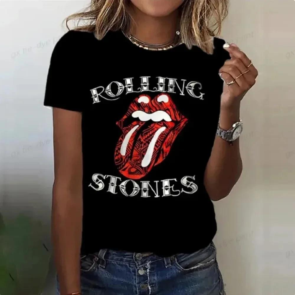 Женская футболка Rolling Stones Harajuku со смешным принтом, с коротким рукавом, с круглым вырезом, красная футболка, женская футболка, топы, одежда, Camisetas 42528, унисекс
