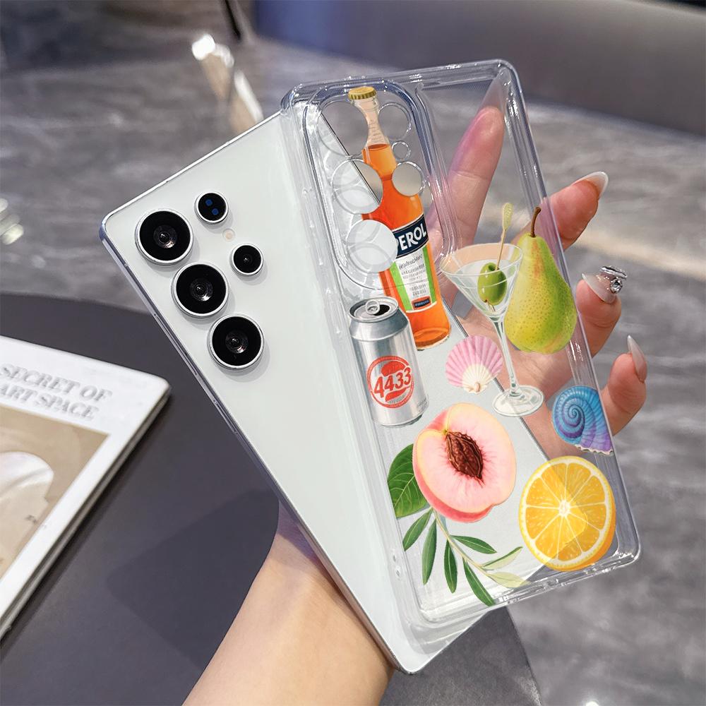 Чехол-иллюстрация «Напитки и Фрукты» для Samsung Galaxy S26 S25 S24 S23 S22 S21 S20 FE Plus Мягкий ТПУ Тонкий Ударопрочный Чехол