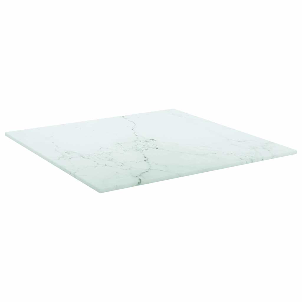 Vidaxl Blat Stołu, Biały, 40X40 Cm, 6 Mm, Szkło Ze Wzorem Marmuru