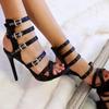 Sexy Peep Toe Buckle Strap Stiletto Sandals Womens Sexy Fashion Thin High Heel Club Party Shoes