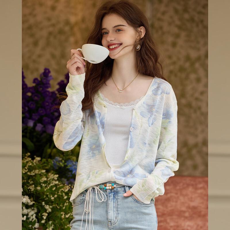 Вязаный кардиган Bailuyu Spring с V-образным вырезом и длинным рукавом