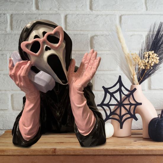 Фигурка кричащего призрака, статуэтка призрачного лица на Хэллоуин, коллекционная фигурка из смолы в стиле ужасов, украшение для каминной полки или шкафа.