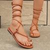 Summer Shoes for Women Rome Open Toe Women's Cross-tied Thong Sandals Outdoor Casual Flat Women's Gladiator Sandals Plus Size