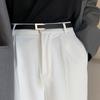 Adjustable Female Korean Vintage Trouser Dress Decoration Leather Belt Thin Waistband Metal  Buckle