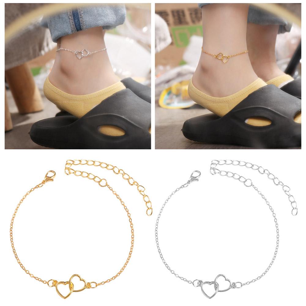 Бохо Блеск Ажурная Любовь Цепочка на ногу\ Цинковый сплав Цинка Цепочка на ногу Двойной Браслет на щиколотку Сердце Сувенир для путешествий