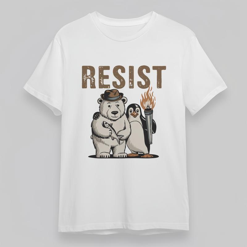 Women's Oversize Comfortable Classic T-Shirt Mens Womens Tees Top Bear Penguin With Torch Graphic Tee