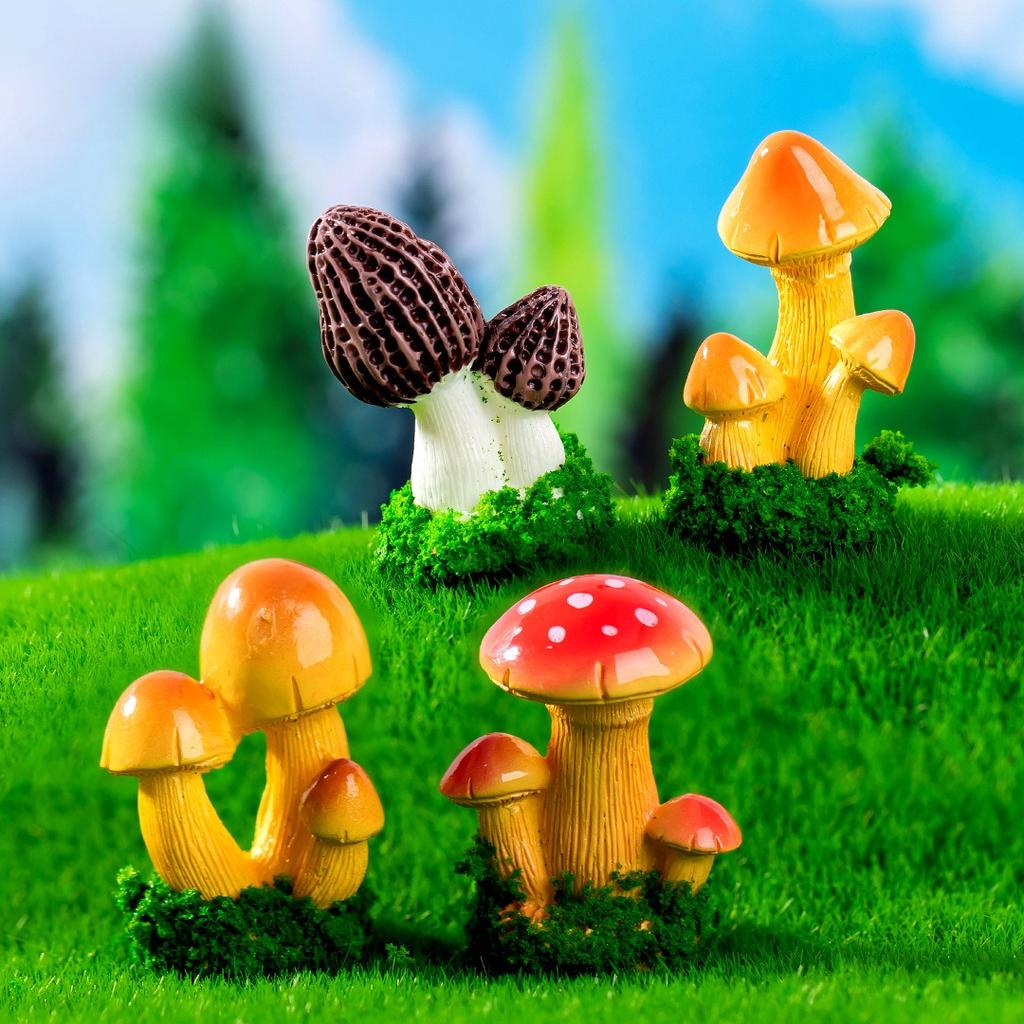 4 PCS Micro landscape DIY mushroom decoration set