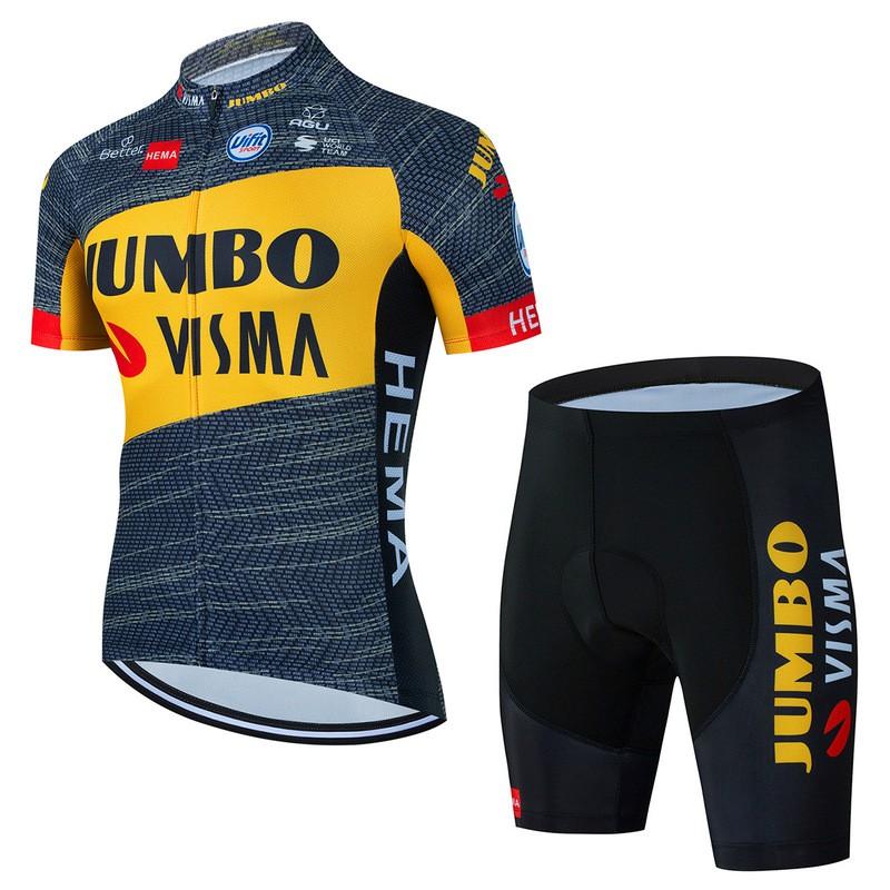 Большой комплект велоформы Jumbo Visma с коротким рукавом для мужчин, дышащий, быстросохнущий, для горного и шоссейного велосипеда
