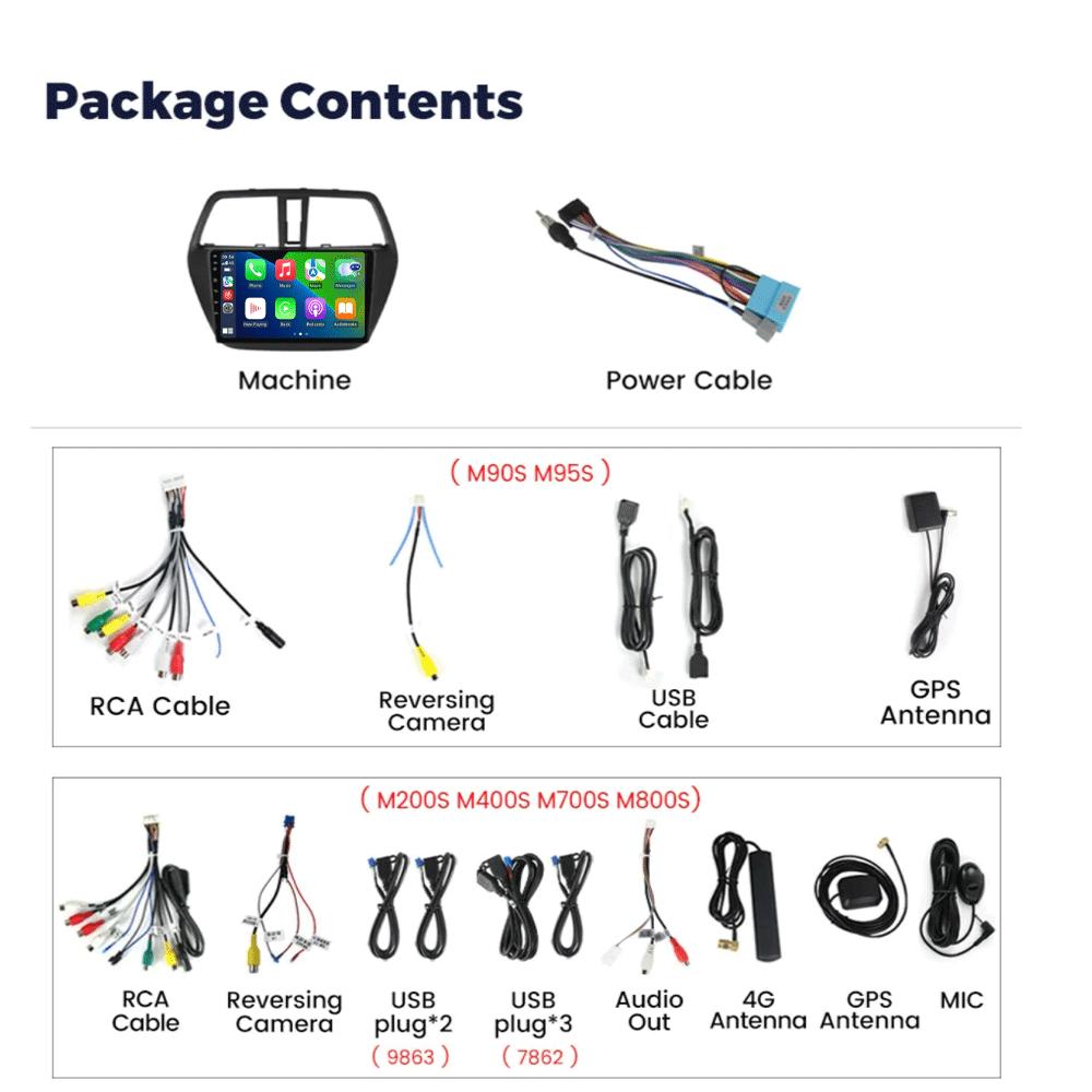 Видеоплеер Android 14 для Suzuki SX4 S-Cross 2014 2015 2016 2017 Автомобильное радио Мультимедиа Стерео GPS WIFI+4G беспроводной Carplay Auto