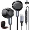 Проводные наушники, совместимые с iPhone Pro, iPad Air Mini, Google Pixel, Samsung, Xiaomi и другими, Hi-Fi звук, чистый, глубокий, магнитные, для работы из и