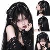 Gothic Bow Subculture Hair Band Zipper Pin Y2K Girl Headdress  Punk Hair Accessories