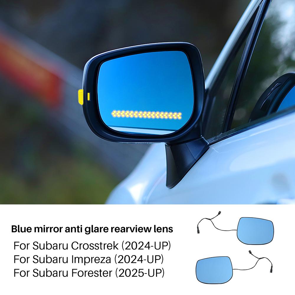 Для Subaru Crosstrek/Impreza 2024-ВЫПУСК Forester 2025-ВЫПУСК Синее Стеклянное Зеркало с Светодиодным Индикатором Широкий Угол Обзора Антибликовое Зеркало Заднего Вида