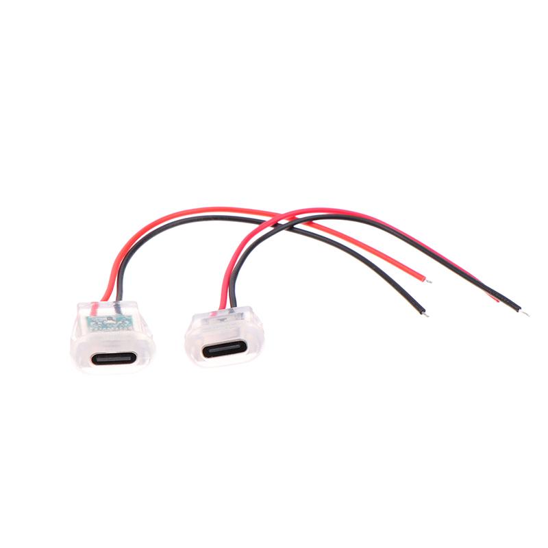 2-пиновый USB Type C Входной Разъем для Зарядки со Светодиодной Подсветкой, Водонепроницаемая Панель, USB-C Порт Питания, Разъем Type-C Female