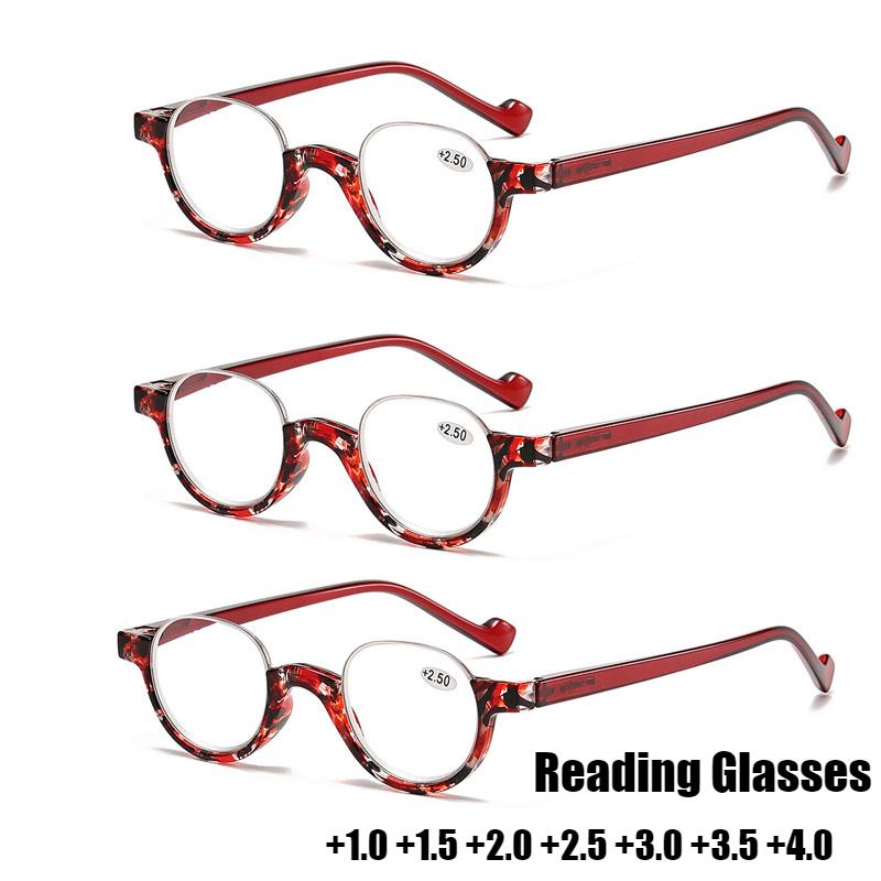 Women Men Retro Blue Light Blocking Eyewear New Stylish Half Frame Reading Glasses Fashion Round Ultralight Far Sight Eyeglasses