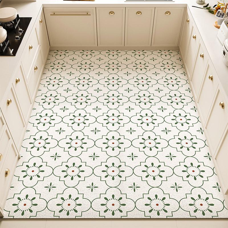 Fresh Kitchen Mat - Waterproof, Oil-Resistant, Non-Slip PVC Leather Area Rug, Easy-Clean and Cuttable Floor Mat for Home Use
