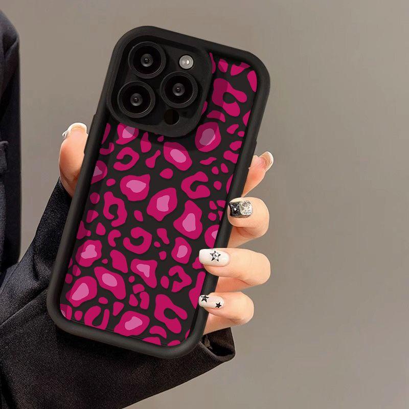 Розово-красный леопардовый принт для чехла на мобильный телефон iPhone17 ProMax 14 Apple 13 матовый 12/15 Премиум 11 фабрика