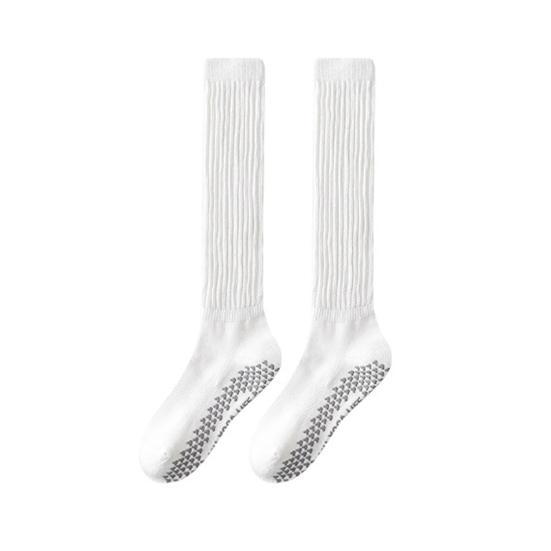 1 пара женских зимних носков для йоги, компрессионные носки для йоги с силиконовой подошвой, длинные, высокоэластичные, нескользящие, теплые чулки