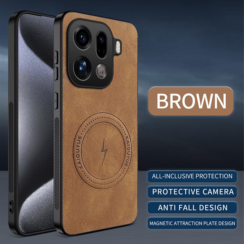 Чехол для OPPO Find X9 Pro Роскошный матовый чехол из ПУ кожи Защитная магнитная задняя крышка Magsafe для OPPO Find X9pro FindX9