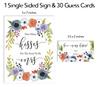 Inkdotpot 1 Sign 30 Cards How Many Kisses For The Soon To Be Mrs White Floral Bridal Shower