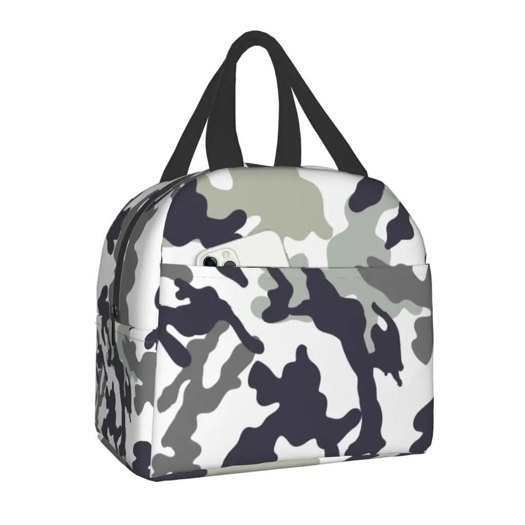Military Camo Insulated Lunch Bag for Women Waterproof Army Camouflage Cooler Thermal Lunch Tote Office Picnic Food Bento Box