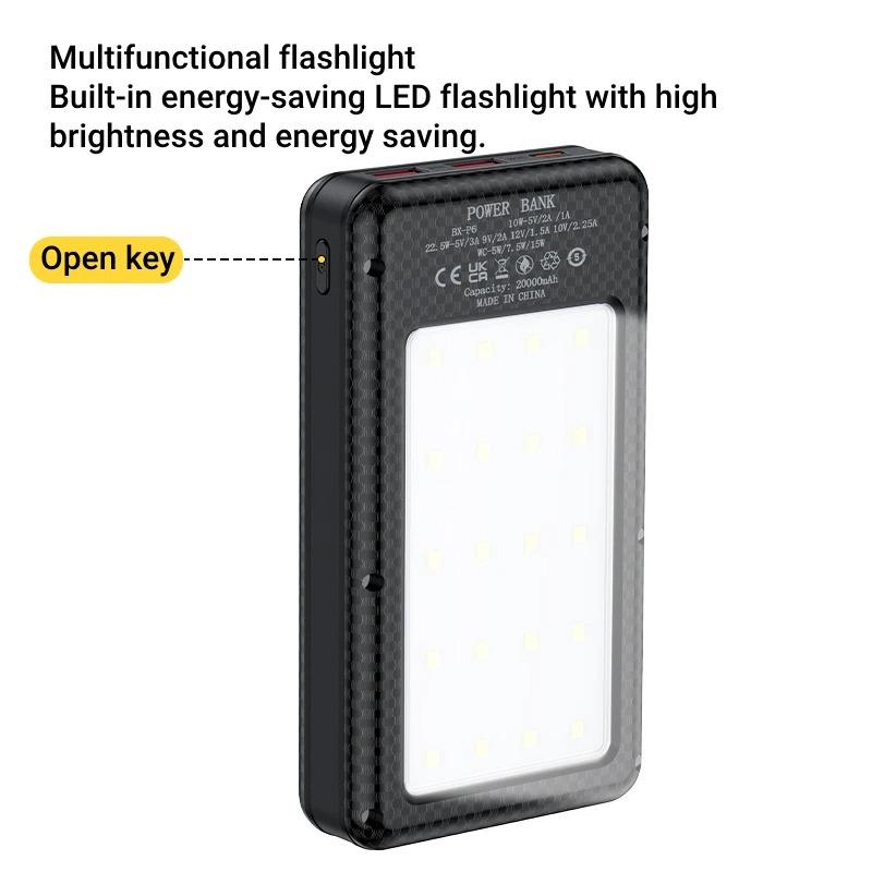 6*18650 внешний аккумуляторный бокс с двумя USB-портами типа C, зарядный чехол с фонарями для кемпинга, 20000 мАч, внешний аккумуляторный футляр для хранения и зарядки