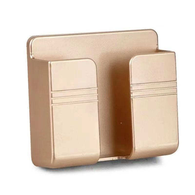 Wall Mobile Phone Holder Plug Phone Charging Stand Remote Control Storage Box Bracket Punch-free Mounted Organizer Holders