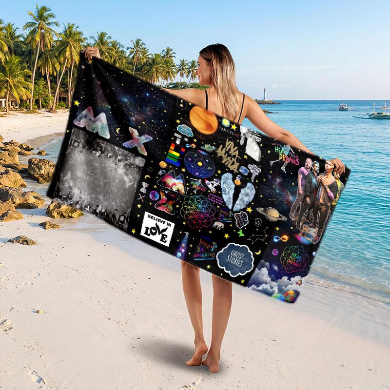 Large Beach TowelColdplay Soft Absorbent Towel Beach Bath Home Use