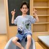 Boys Cotton Pajama Set Short Sleeve Shorts Sleepwear Kids 8-14 Years Cartoon Print Comfortable Home Wear