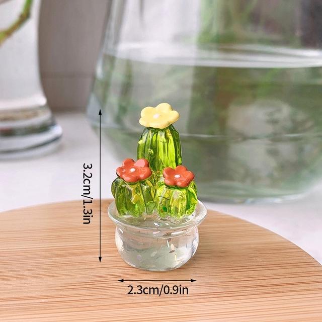 Mini Cactus Figurines Ornaments Cactus Bonsai Decor Sculptures and Figurines Desktop Ornament  Car Home Decoration AVE
