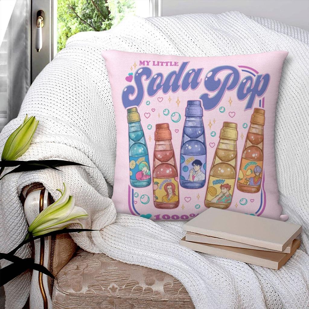 Газировка Saja Boys Demon Hunters Kpop Наволочка Мягкий Полиэстер Наволочка Декор Чехол для Подушки Сиденье Квадратный 45*45см