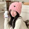 Japanese Cat Ears Sweet and Cute Baotou Hat Autumn and Winter Hat Women's Big Head Circumference Shows Face Small Versatile Knitted Woolen Hat