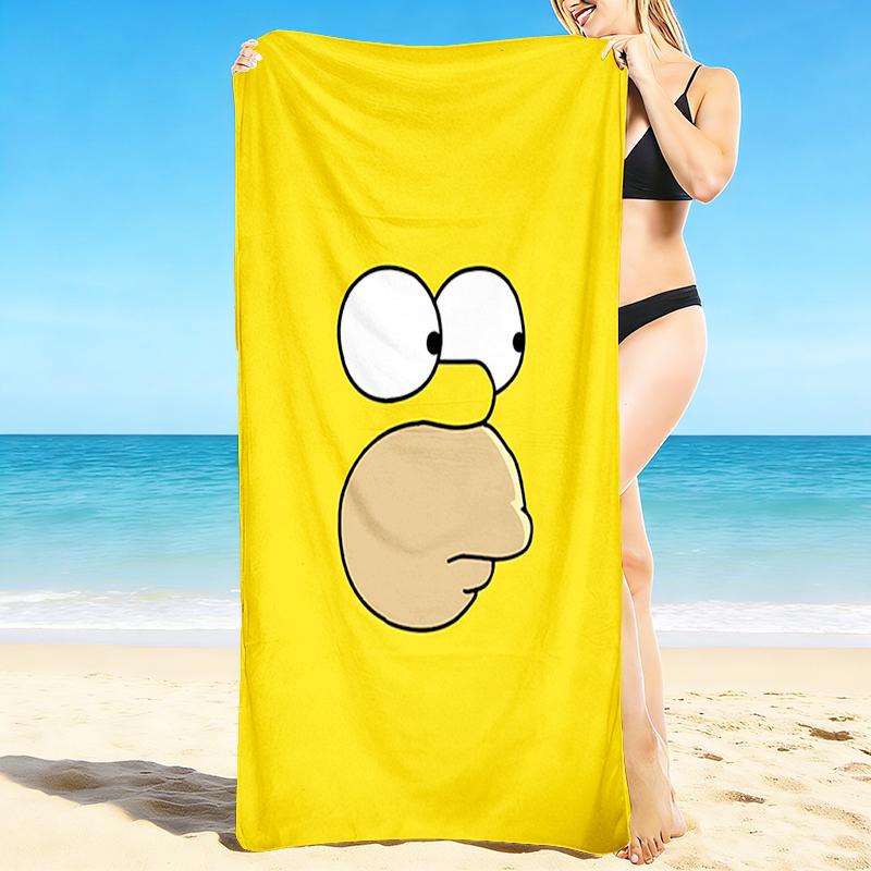 1Pc Simpson'S Minimalist Face Beach Towel, Quick Dry, Multi-Use for Beach Pool Gym Yoga Home Travel, Christmas, Halloween, Xmas Gift S779