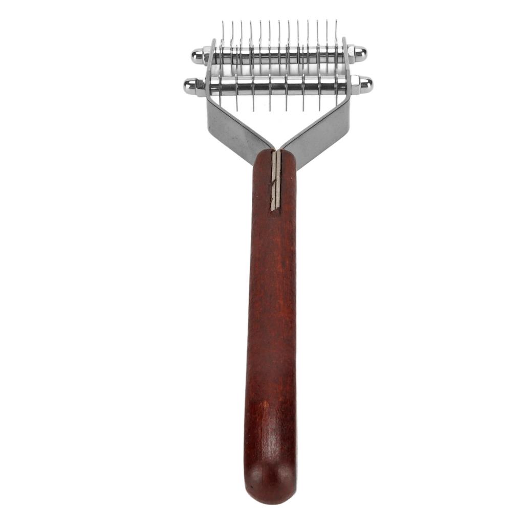 Расческа для удаления колтунов у питомцев 2 ряда лезвий из нержавеющей стали деревянная ручка грабли для подшерстка питомца для кошки собаки