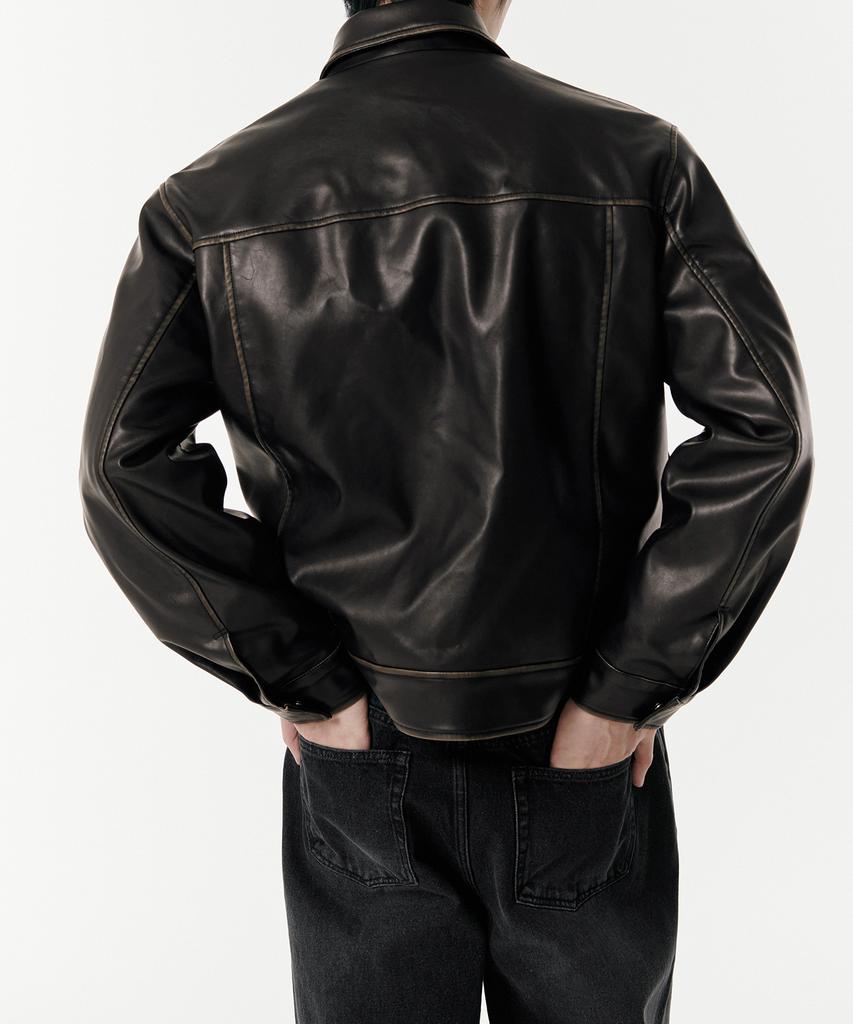 Musinsa Standard Faded Synthetic Leather Single Jacket [Black]