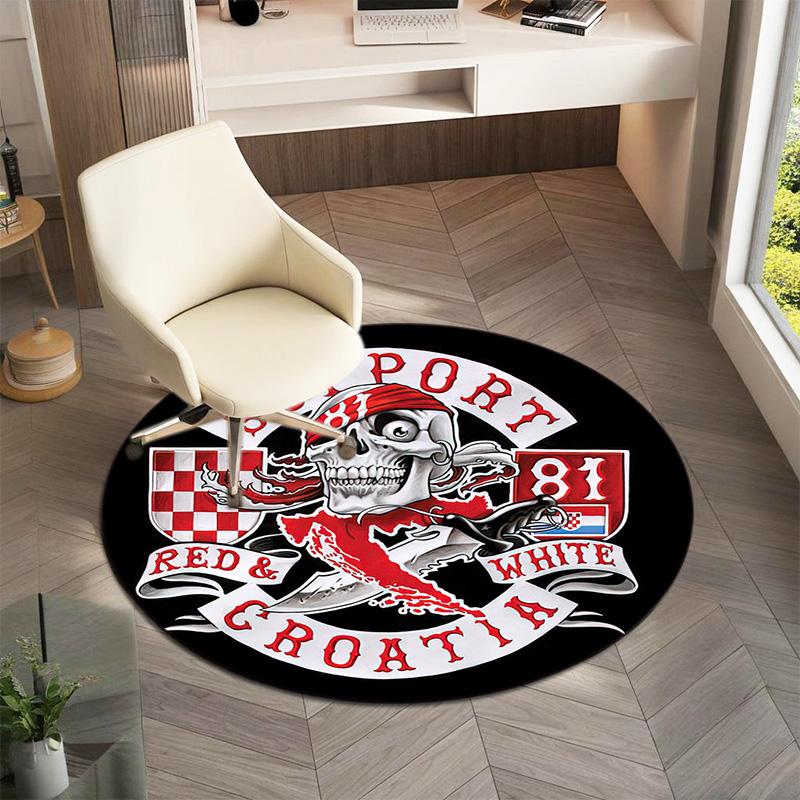Gang violence Motorcycle enthusiasts Hells Angels Motorcycle Club circular carpet is soft, home, bedroom, door mat decoration, and non slip carpet E5