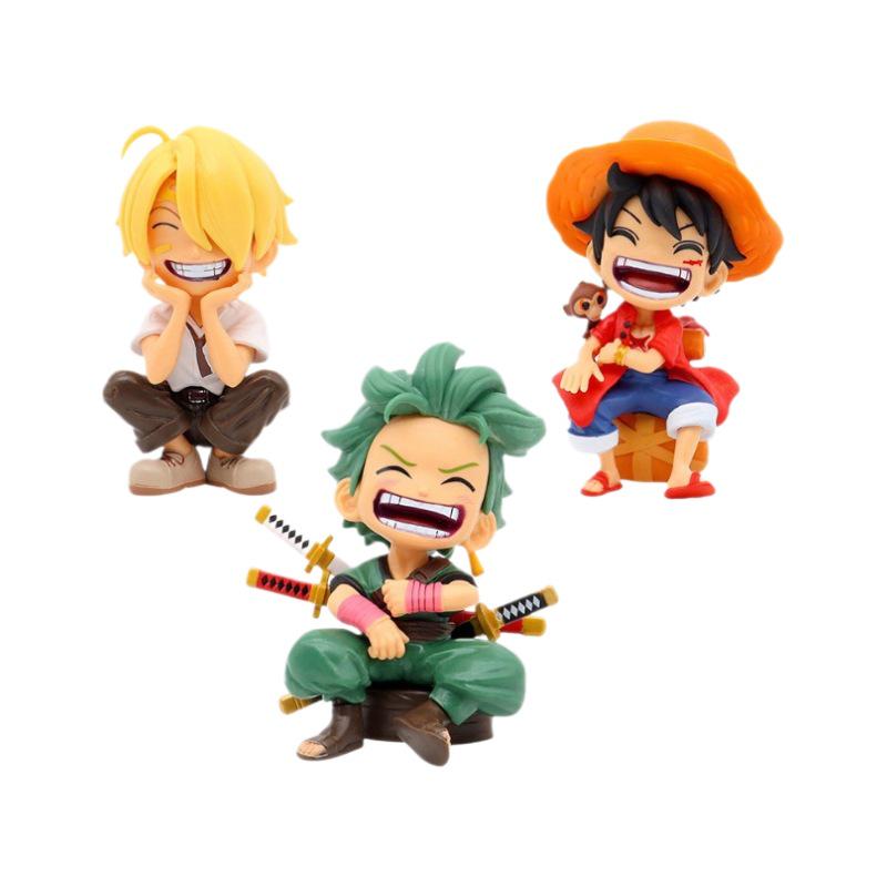 One Piece Q Version Luffy & Zoro Sitting Figures – Trendy Anime Ornaments, Perfect Birthday Gift