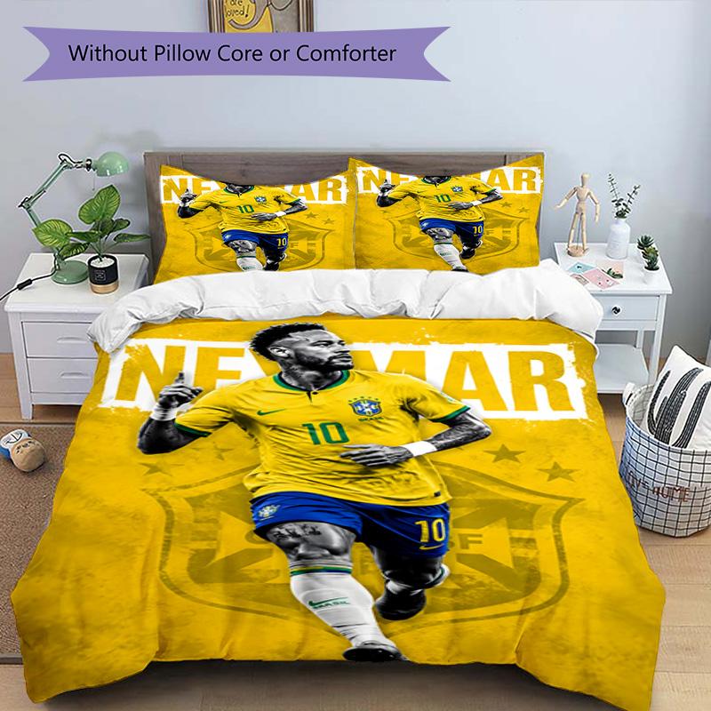 3pcs Neymar16 Design Cover Set - HD Printed Bedding with 1 Cover and 2 Pillowcases - Perfect for Home and Dorm Decor