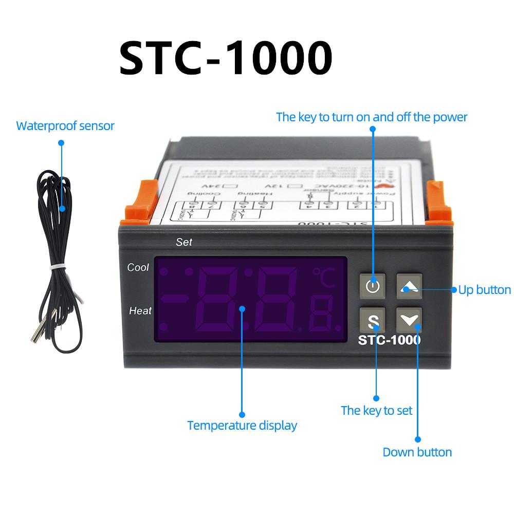 STC-1000 STC-3000 3008 3028 Цифровой терморегулятор STC-8080A+ STC-9100 Терморегулятор 220В Обогрев Охлаждение Термостат