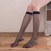 Women's Ultra-Thin Mid-Calf Crystal Stockings - Anti-Snag, Black & Flesh-Colored, Spring & Autumn Wear