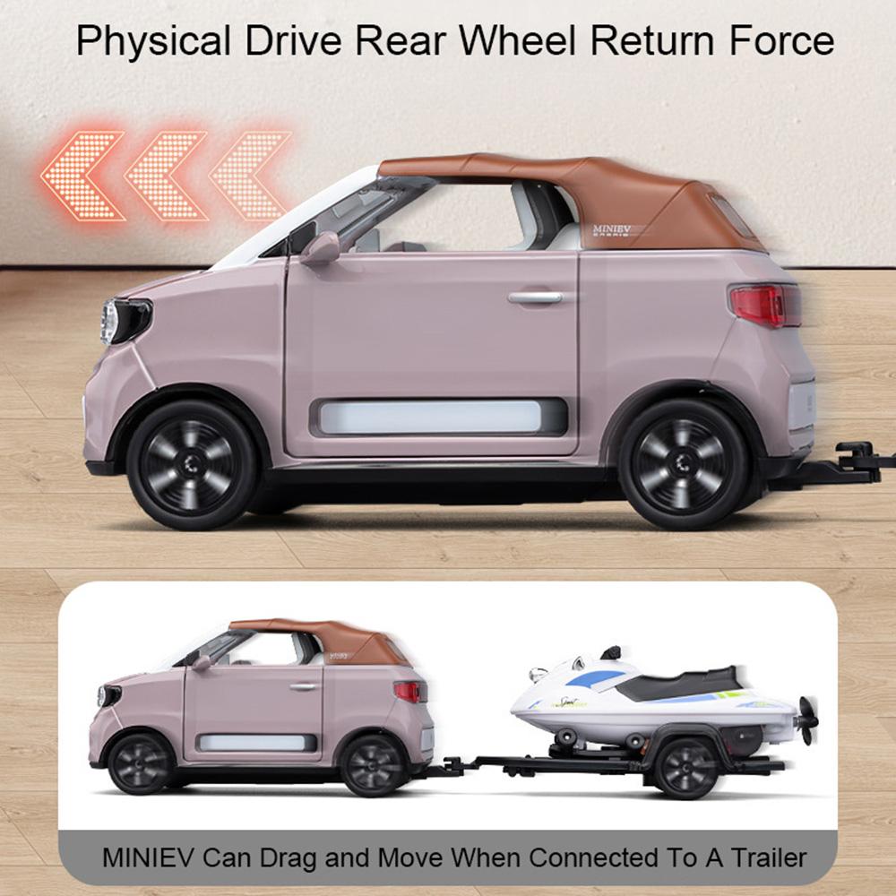 1:24 WULING Station Wagon HONGGUANG MINIEV Car Model Toy Alloy Diecast Motorboat Models Sound Light Home Decor Decoration