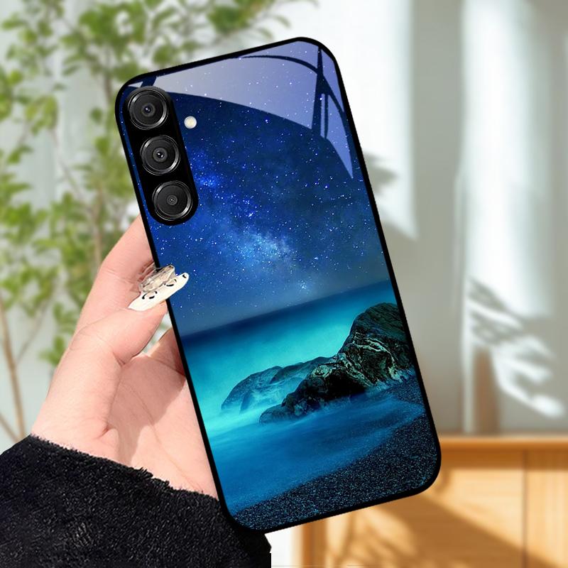 Для Samsung A25 A26 Милый чехол A35 A36 A55 A56 5G Закаленное стекло Чехол для телефона Для Galaxy A15 4G 5G Жесткий ПК Стекло Защитный Fundas