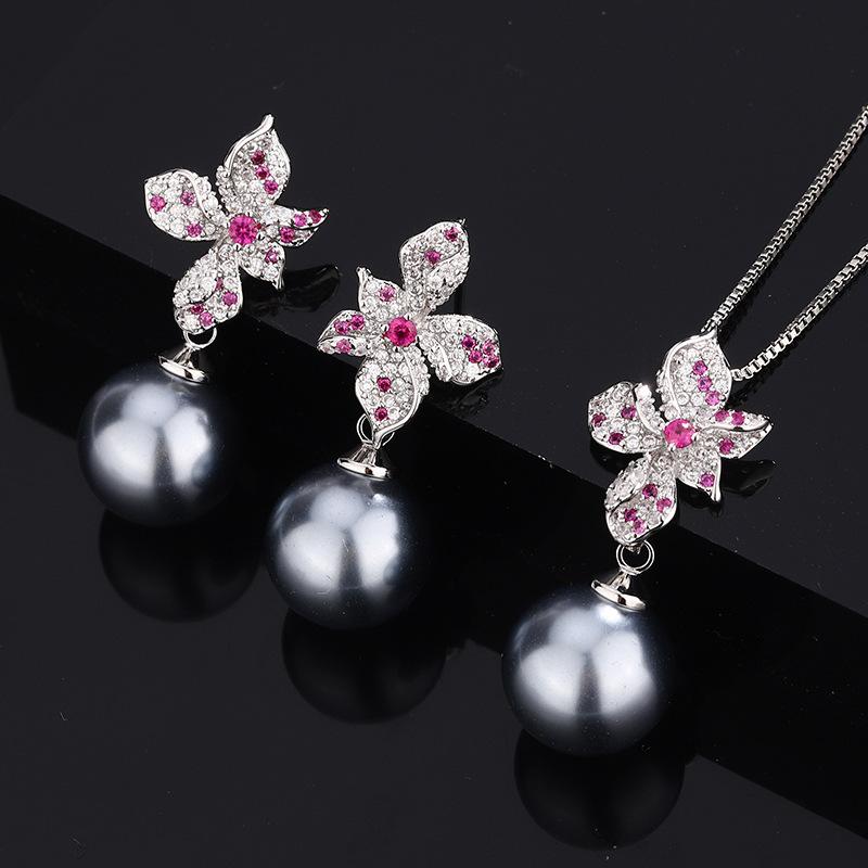 Жемчужное ожерелье Niche Light Luxury Premium Red Corundum Red Treasure New Summer Suit Подвеска Серьги-гвоздики для женщин