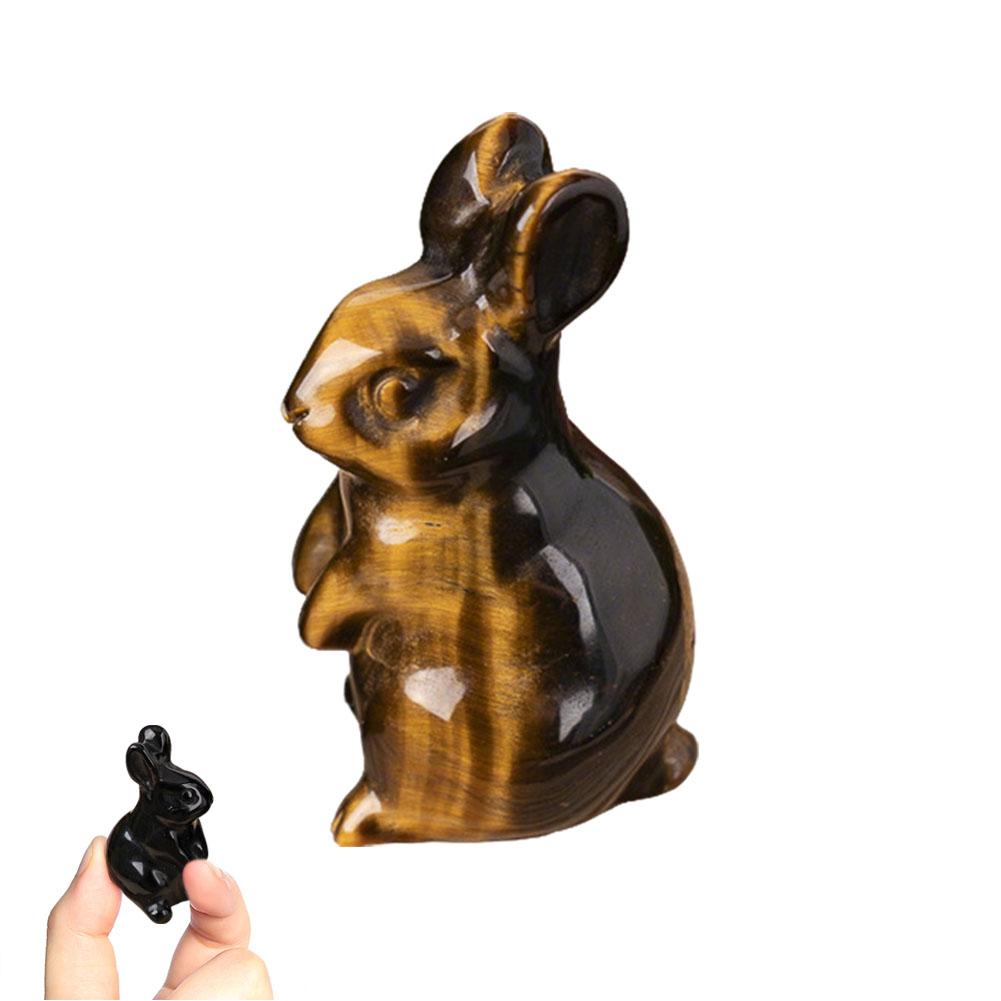 Фигурка кролика, вырезанная из натурального камня, исцеляющий кристалл, аметист, энергетический кварц, статуэтка животного, кролик, вырезанный по чакрам, фигурка животного кролика