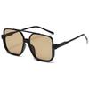 Double beam lower half frame sunglasses European and American square fashion sunglasses Internet celebrity street shot plain sunglasses women R
