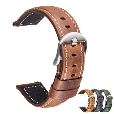 Ремешок из натуральной кожи 20/22/24/26 мм, пряжка из нержавеющей стали, мужской кожаный ремешок в стиле ретро Crazy Horse, аксессуар для часов