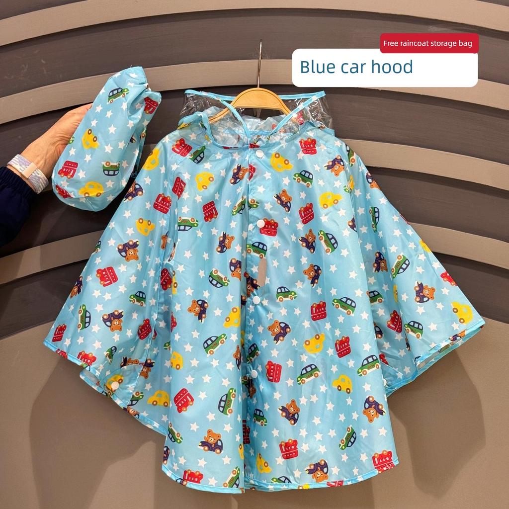 Japanese-Style Children's Poncho, Lightweight, Breathable, Quick-Drying, Waterproof Raincoat with Hood for Kindergarten Boys and Girls