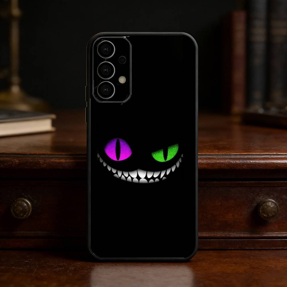 Чехол для телефона C-Кот Чешир Крутой Глаз Алиса для Samsung S25,24,21,22,23,30,Ultra,20,Plus,Fe,Lite,Note Мягкий Черный Чехол