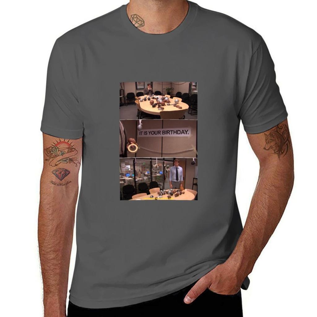 it is your birthday. dwight office party T-Shirt Casual Simple Design Short Sleeve Shirt
